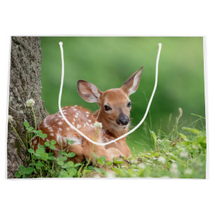 Adorable Fawn laying under a tree Large Gift Bag
