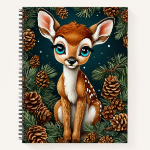 Adorable Fawn Surrounded by Pinecones Notebook