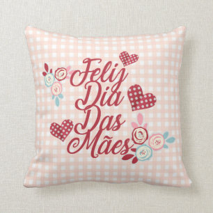Adorable Feliz Dia Das Mães   Throw Pillow