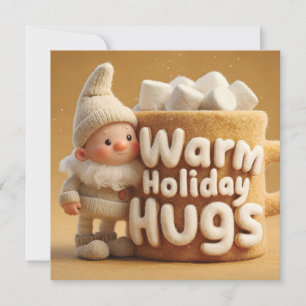 Adorable Felt Gnome with Marshmallow Mug  Holiday Card
