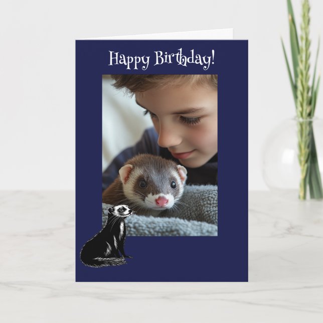 Adorable Ferret Fun Photo Birthday Card (Front)