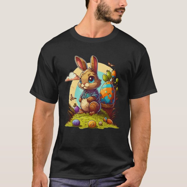 Adorable Festive Easter Kids Cute Easter Bunny Gra T-Shirt (Front)