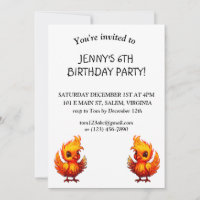 Adorable Fiery Cartoon Baby Phoenix Birthday