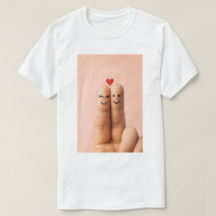 Adorable Finger Couple Art, Cute Finger Faces T-Shirt