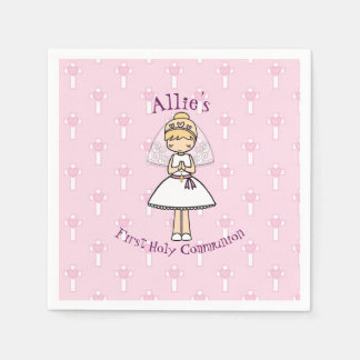 Adorable First Holy Communion little blonde girl Napkin