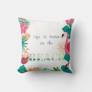 Adorable Flamingo,Tropical Flowers,Fruits Cushion