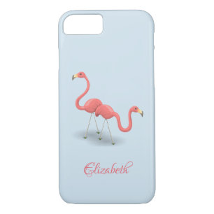 Adorable Flamingos, Blue -Personalised iPhone 8/7 Case