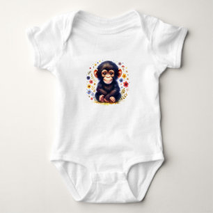 Adorable Floral Baby Monkey Bodysuit