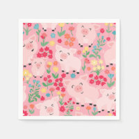 Adorable Floral Pig Farm Animal Floral Girls