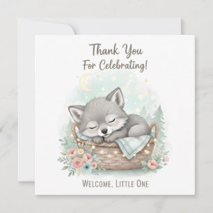 Adorable, fluffy baby wolf Baby Shower Thank You Card