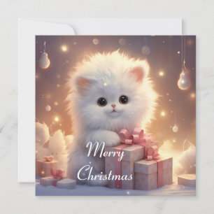 Adorable Fluffy Cat Christmas Card
