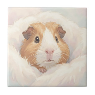 Adorable Fluffy Guinea Pig Portrait Ceramic Tile