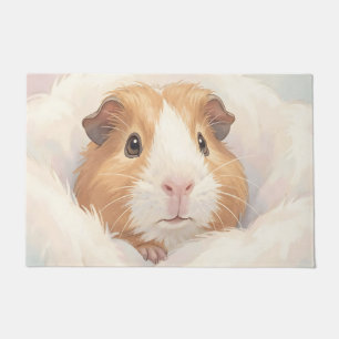 Adorable Fluffy Guinea Pig Portrait Doormat