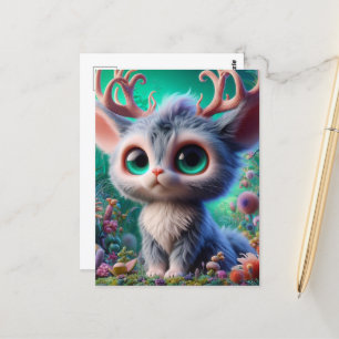 Adorable Fluffy Jackalope Creature Postcard