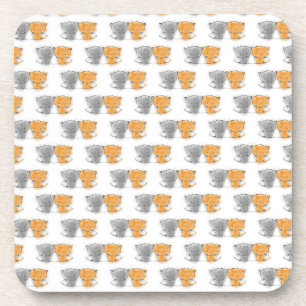 Adorable Fluffy Kittens Illustration Cat Art Coaster