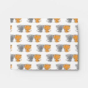 Adorable Fluffy Kittens Illustration Cat Art Envelopes