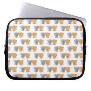 Adorable Fluffy Kittens Illustration Cat Art Laptop Sleeve