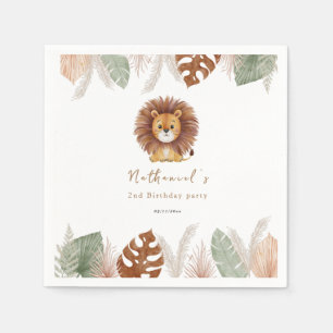 Adorable Fluffy Lion Birthday Napkin