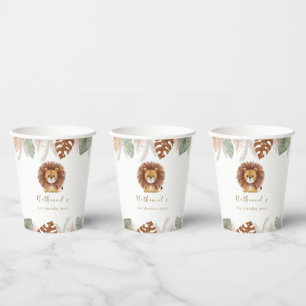 Adorable Fluffy Lion Birthday Paper Cups
