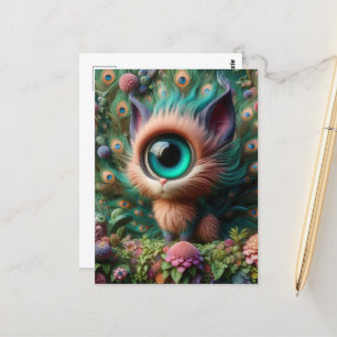 Adorable Fluffy One Eyed Kitty Postcard