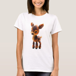 Adorable Fluffy Spotted Baby Fawn Artwork Women T-Shirt