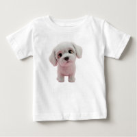 Adorable Fluffy White Puppy with Big Eyes Digital