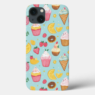 Adorable Food Items Illustration Pattern iPhone 13 Case