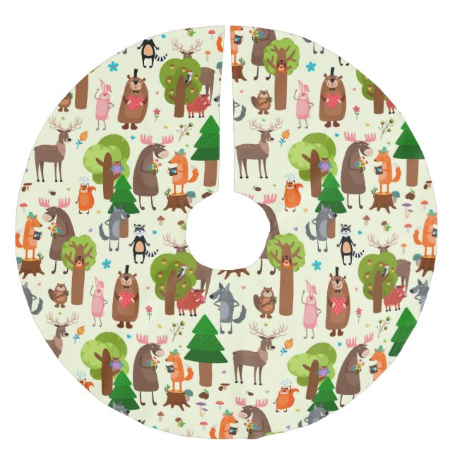 Adorable Forest Animals Brushed Polyester Tree Skirt (Front)
