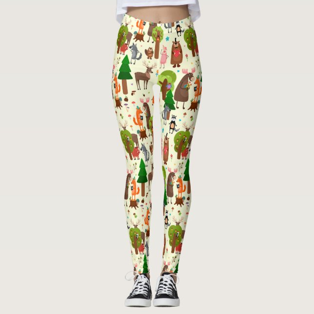 Adorable Forest Animals Leggings (Front)