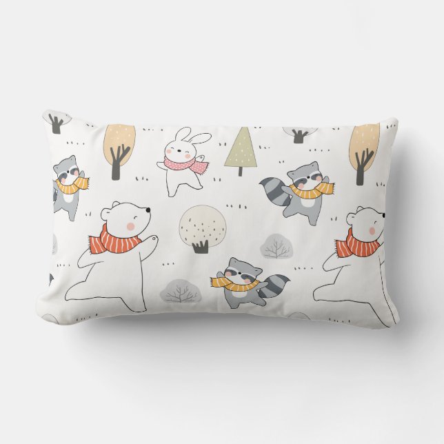 Adorable Forest Animals Lumbar Cushion (Front)