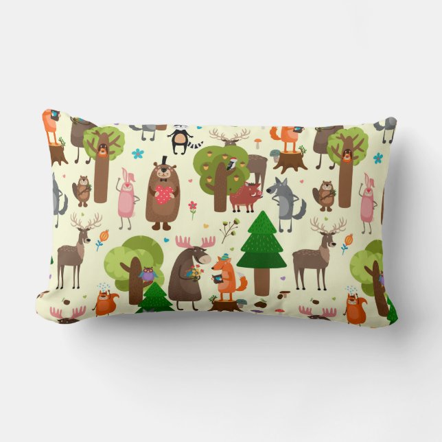 Adorable Forest Animals Lumbar Cushion (Front)
