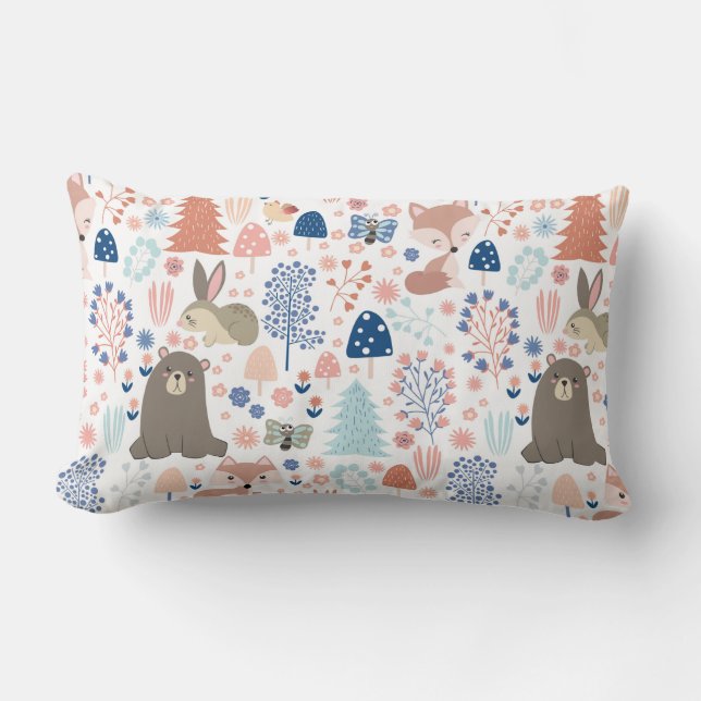 Adorable Forest Animals Lumbar Cushion (Front)