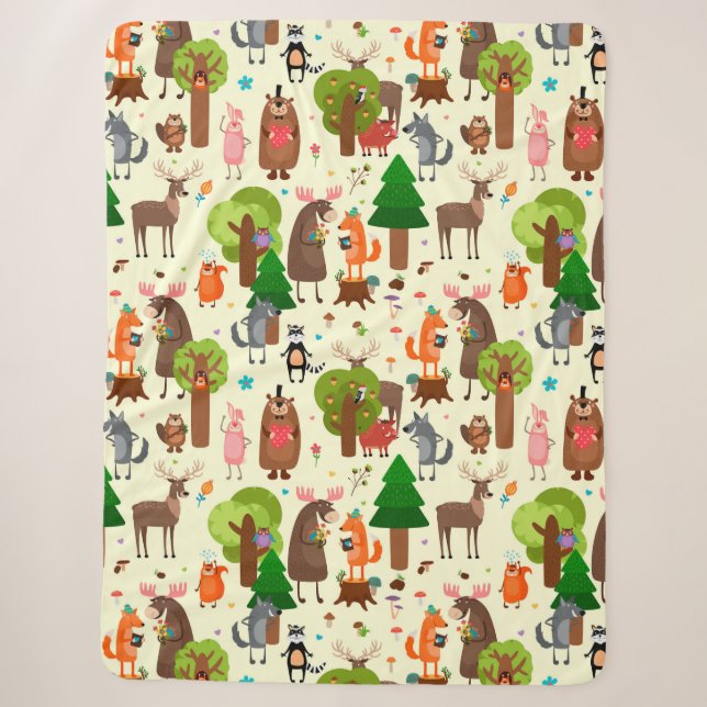 Adorable Forest Animals Sherpa Blanket (Front)