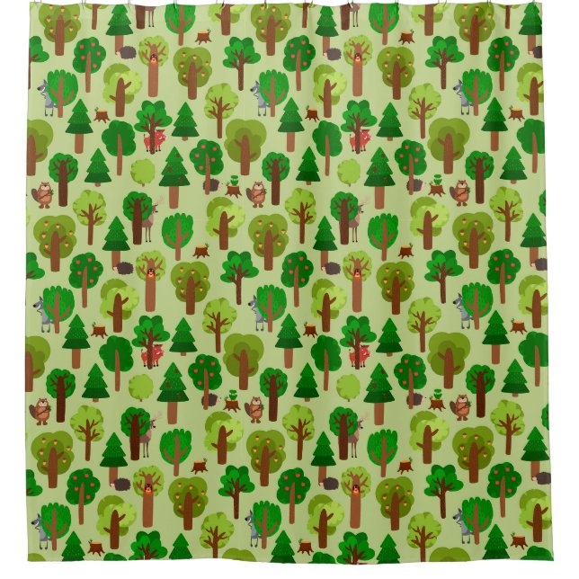 Adorable Forest Animals Shower Curtain (Front)