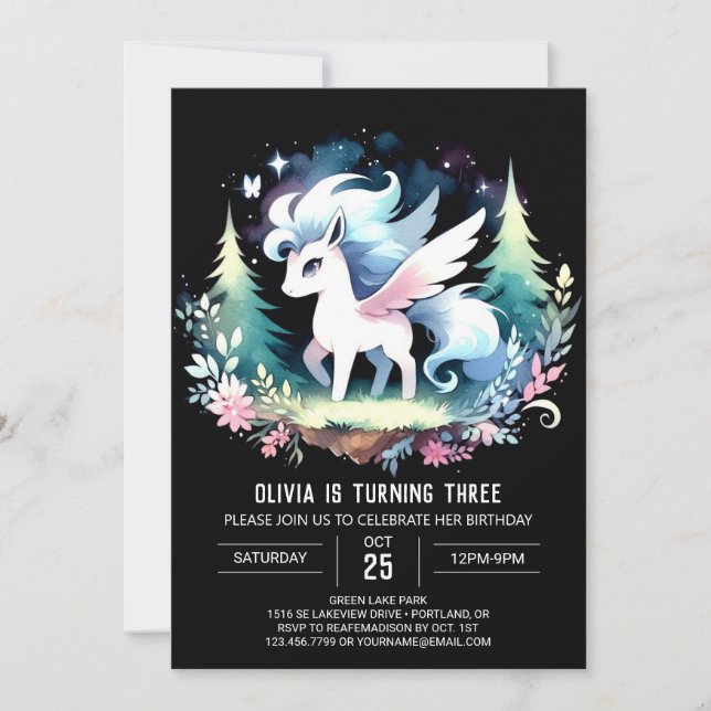 Adorable Forest Horse Birthday Invitation (Front)