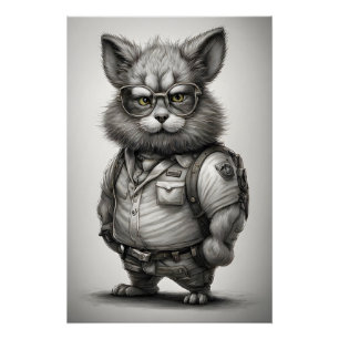 Adorable Forest Ranger Bunny Rabbit Glasses Poster