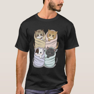 Adorable Four Cats Swaddle Funny Wrapped Baby Cats T-Shirt