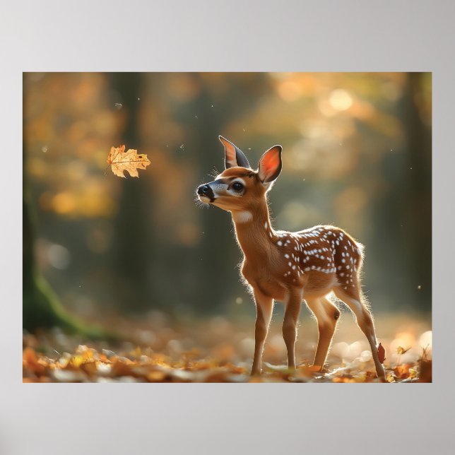 Adorable Fowl Watching a Falling Leaf in a Serene  Poster (Front)
