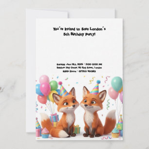 Adorable Fox Birthday Invitation