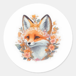 Adorable Fox Classic Round Sticker