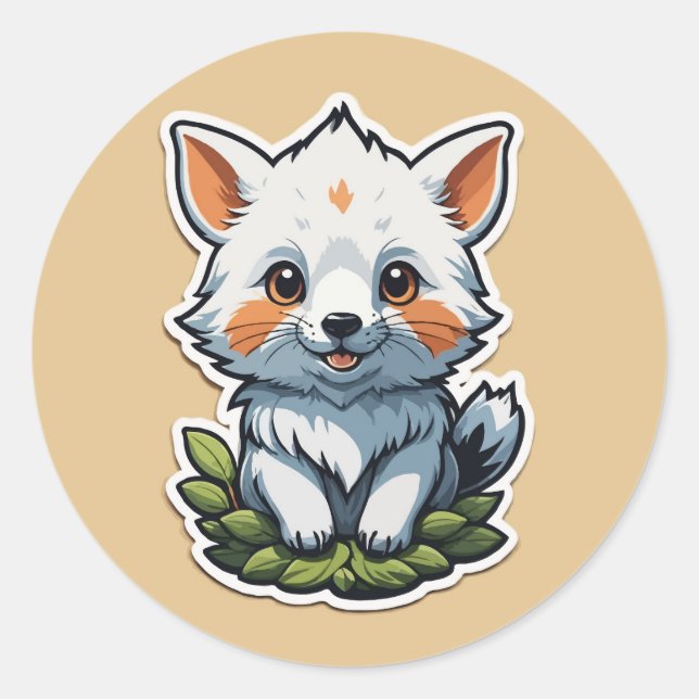 Adorable Fox Cub Sticker - Cute Wild Animal Art (Front)