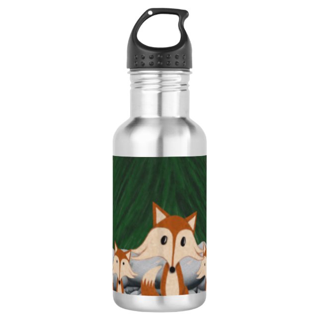 Adorable Fox Family 710 Ml Water Bottle (Front)