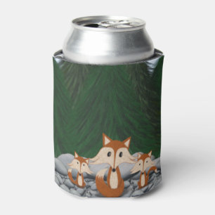 Adorable Fox Family Can Cooler