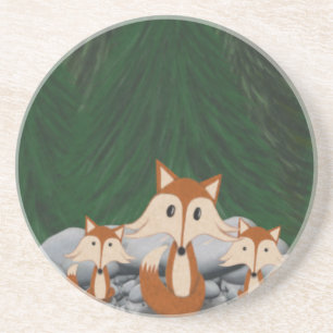 Adorable Fox Family Coaster