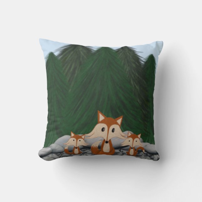 Adorable Fox Family Cushion (Front)