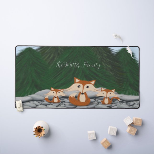 Adorable Fox Family Desk Mat (Kids Table)