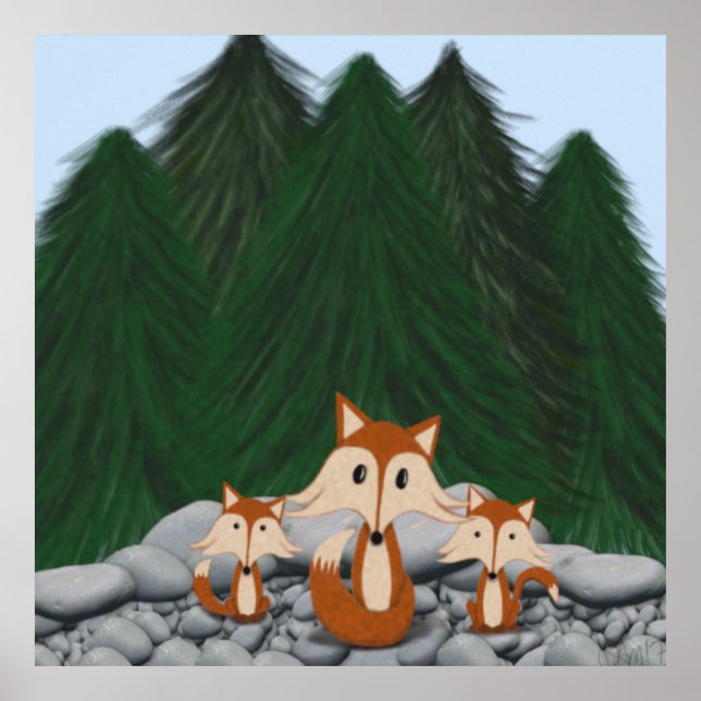 Adorable Fox Family Poster (Front)