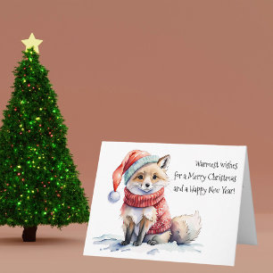Adorable Fox in Festive Christmas Winter Sweater Card