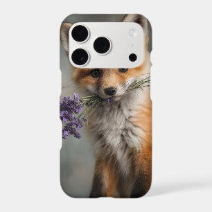 Adorable Fox Kit Holding Lavender Flowers