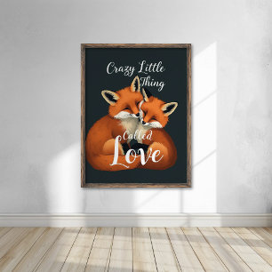 Adorable Fox Love Couple Illustration Poster